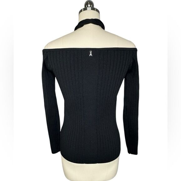 Patrizia Pepe Ribbed Knit Long Sleeve Halter Neck Sweater | Size 6 - Picture 4 of 11